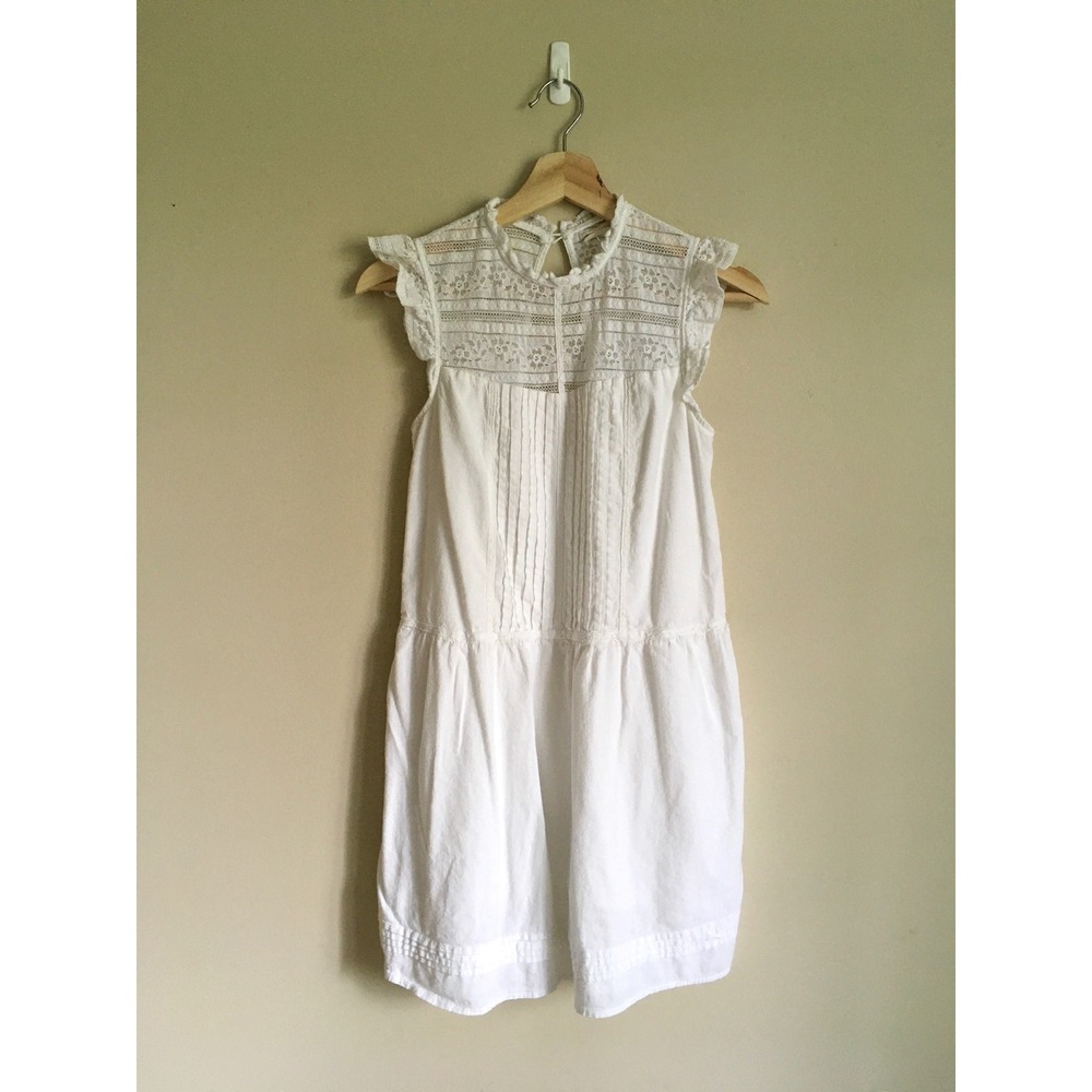 Altar'd State White Lace Pintuck Sleeveless Tiered Boho Mini Dress Medium - Picture 5 of 11